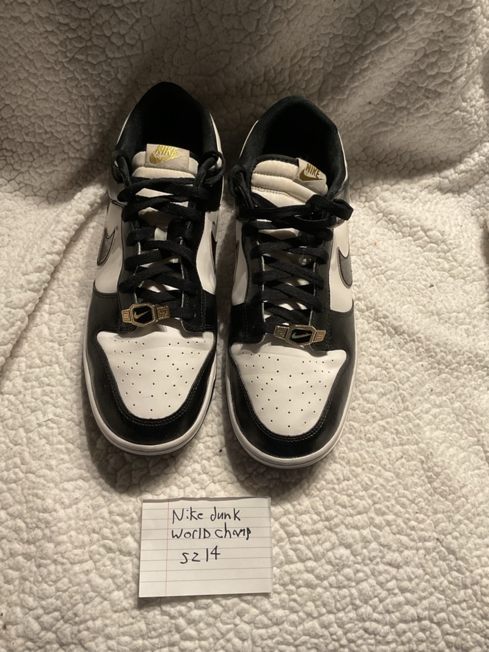 Nike Men's Black and White Dunk Low Sneakers
